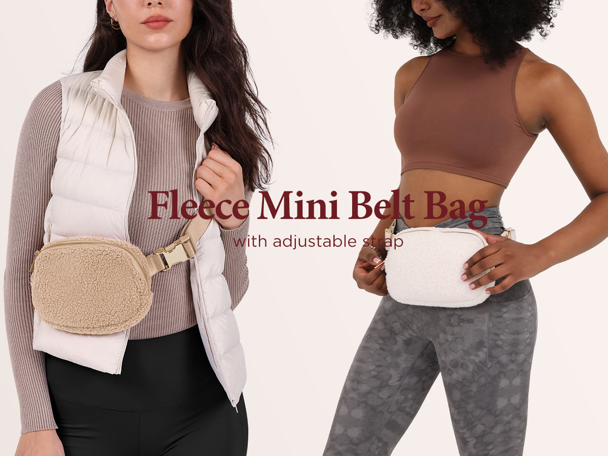 Ododos Fleece Mini Belt Bag with Adjustable Strap