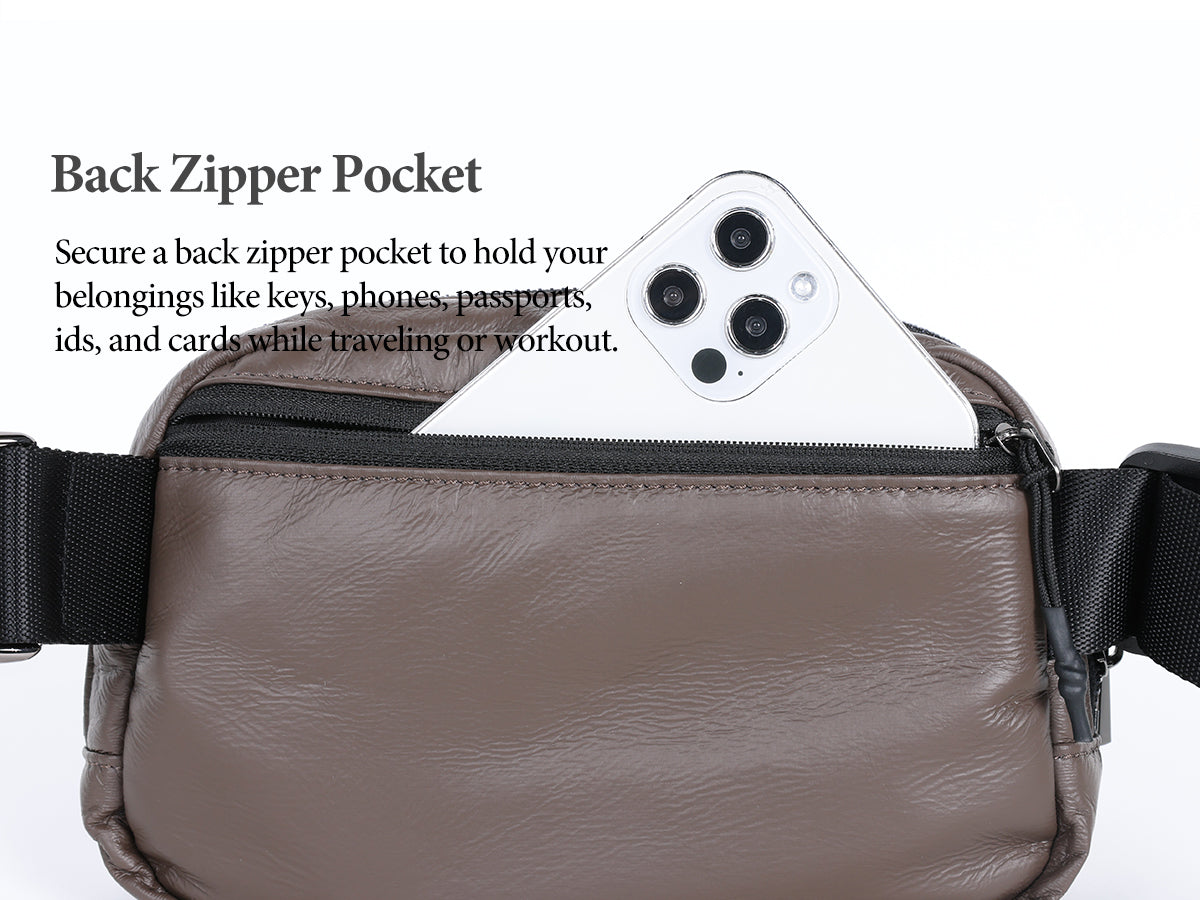 Ododos Holographic Shiny Mini Belt Bag with Back Zipper Pocket
