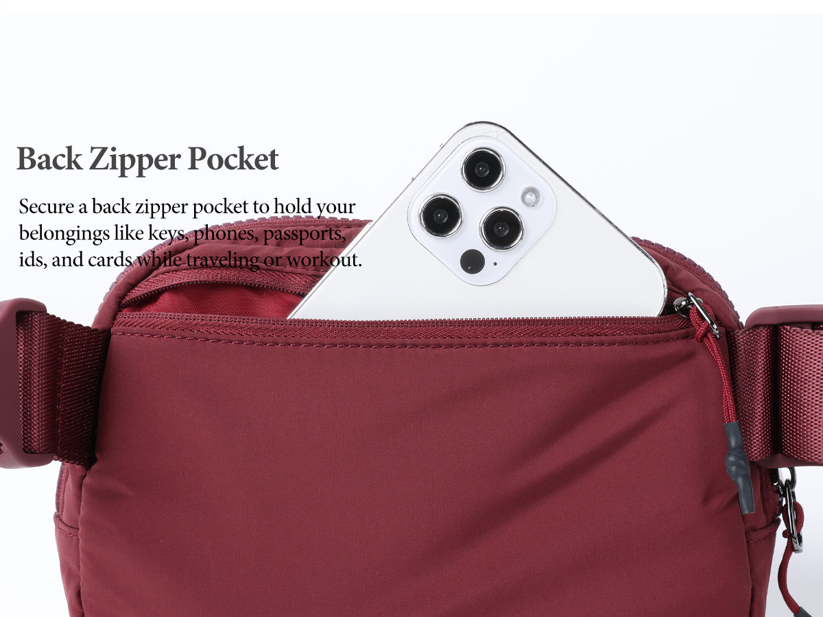 Ododos Quilted Designer Mini Belt Bag with Back Zipper Pocket