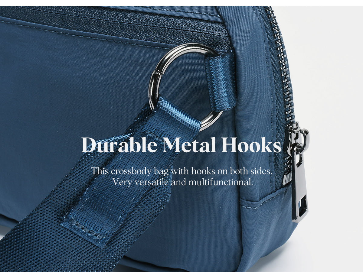 Ododos Unisex Mini Crossbody Bag with Durable Metal Hooks