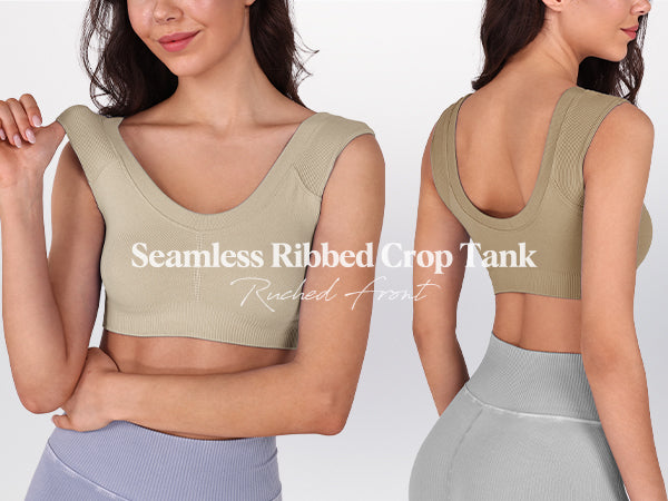 Ododos 2-Pack Seamless Scoop Neck Ribbed Cropped Tank