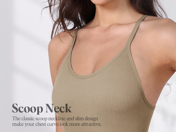 Ododos 2 Pack Seamless Ribbed Knit Scoop Neck Cami Dress