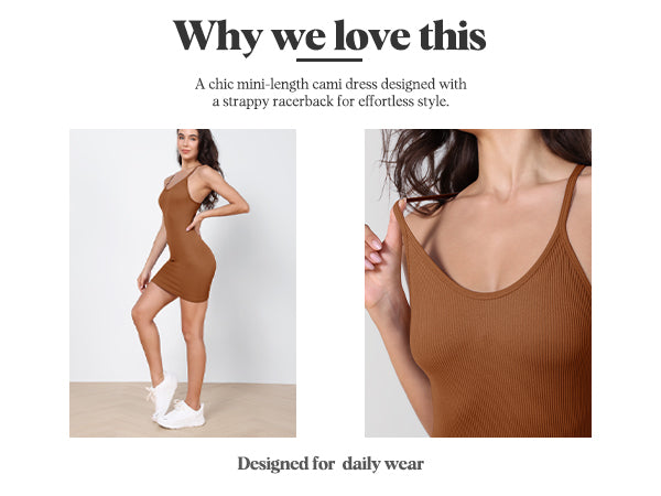 Why Love Ododos 2 Pack Seamless Ribbed Knit Cami Dress