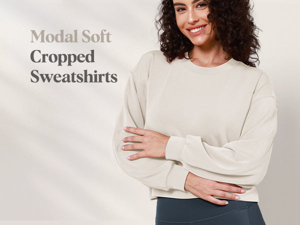 Ododos Modal Soft Long Sleeve Cropped Sweatshirts
