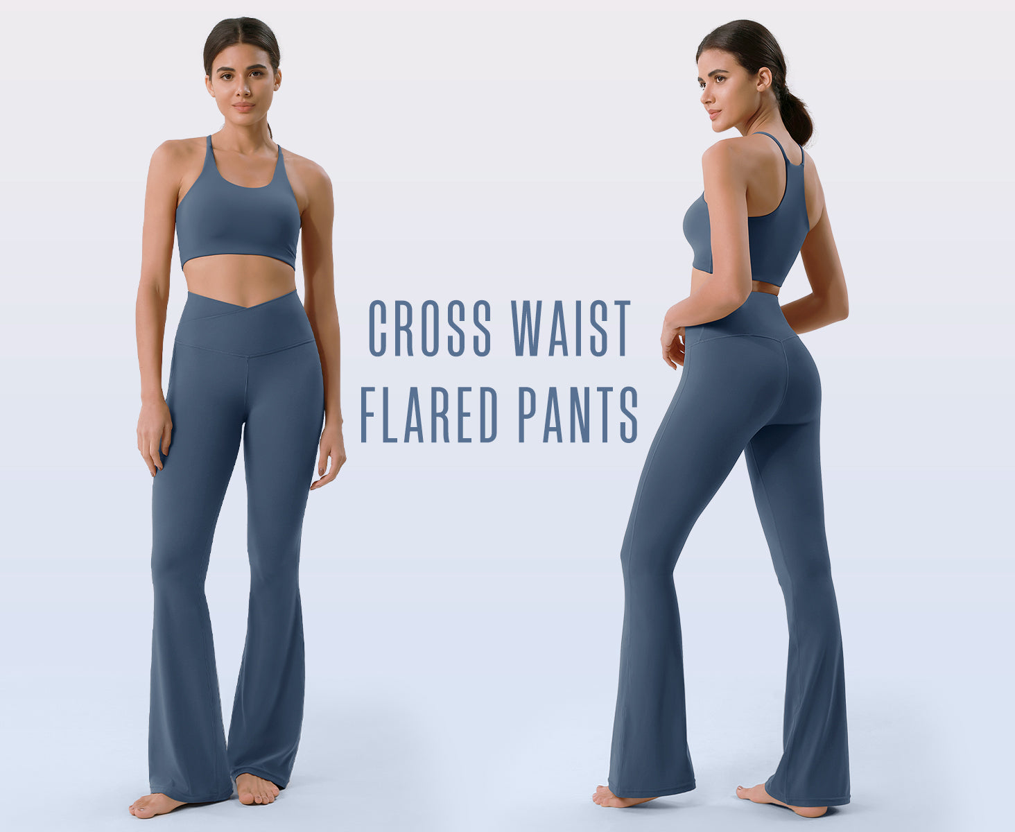 Ododos 32 inches Cloud Feeling Crossover High Waist Flared Pants