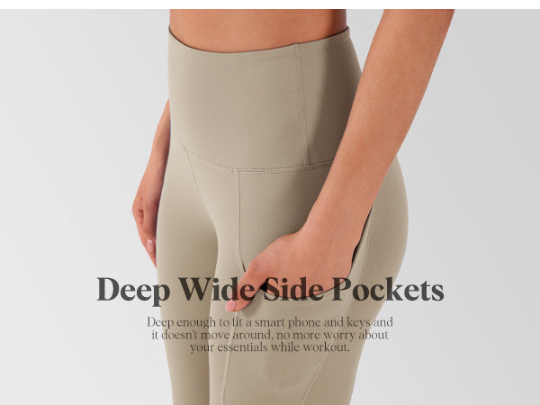 Ododos High Waist Knee Length Cropped Leggings with Deep Wide Side Pockets