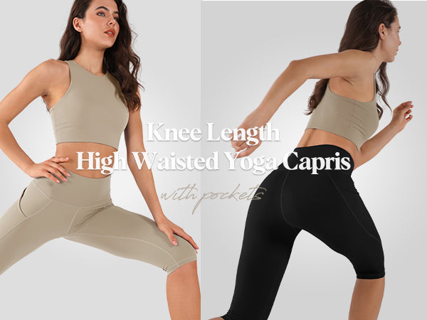 Ododos High Waist Knee Length Cropped Leggings
