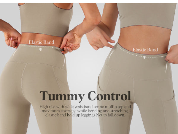 Ododos High Waist Tummy Control Knee Length Cropped Leggings