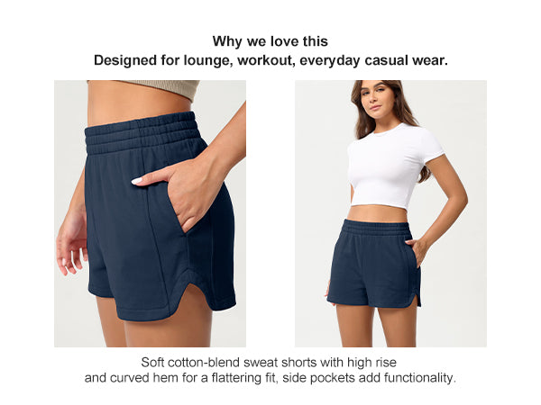Why Love ODODOS Cotton Sweat Shorts with Pockets