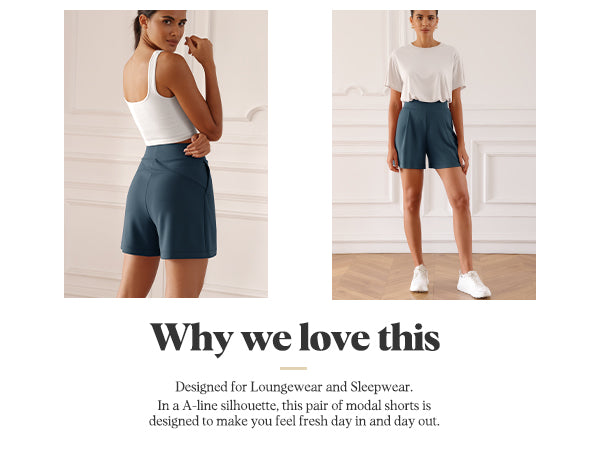 Why Love Ododos Modal Soft High Waist Wide Leg Shorts with Pockets