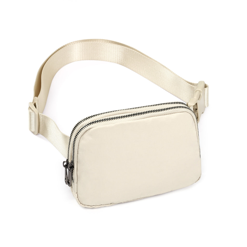 Double Zip Mini Belt Bag-Ivory