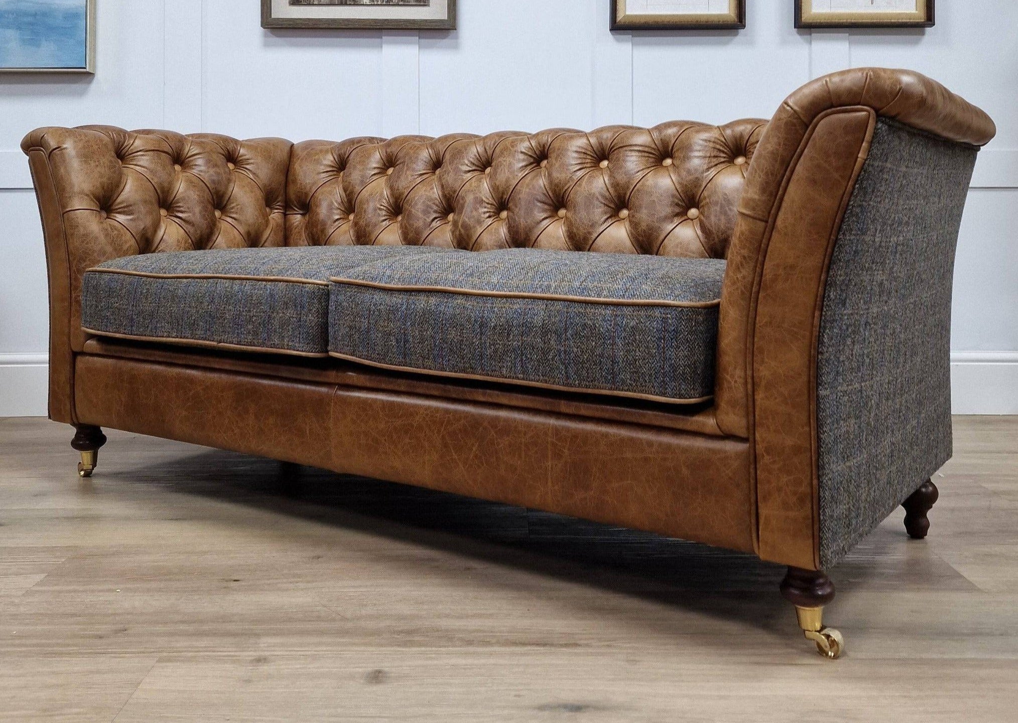 Harris Tweed & Leather Sofa