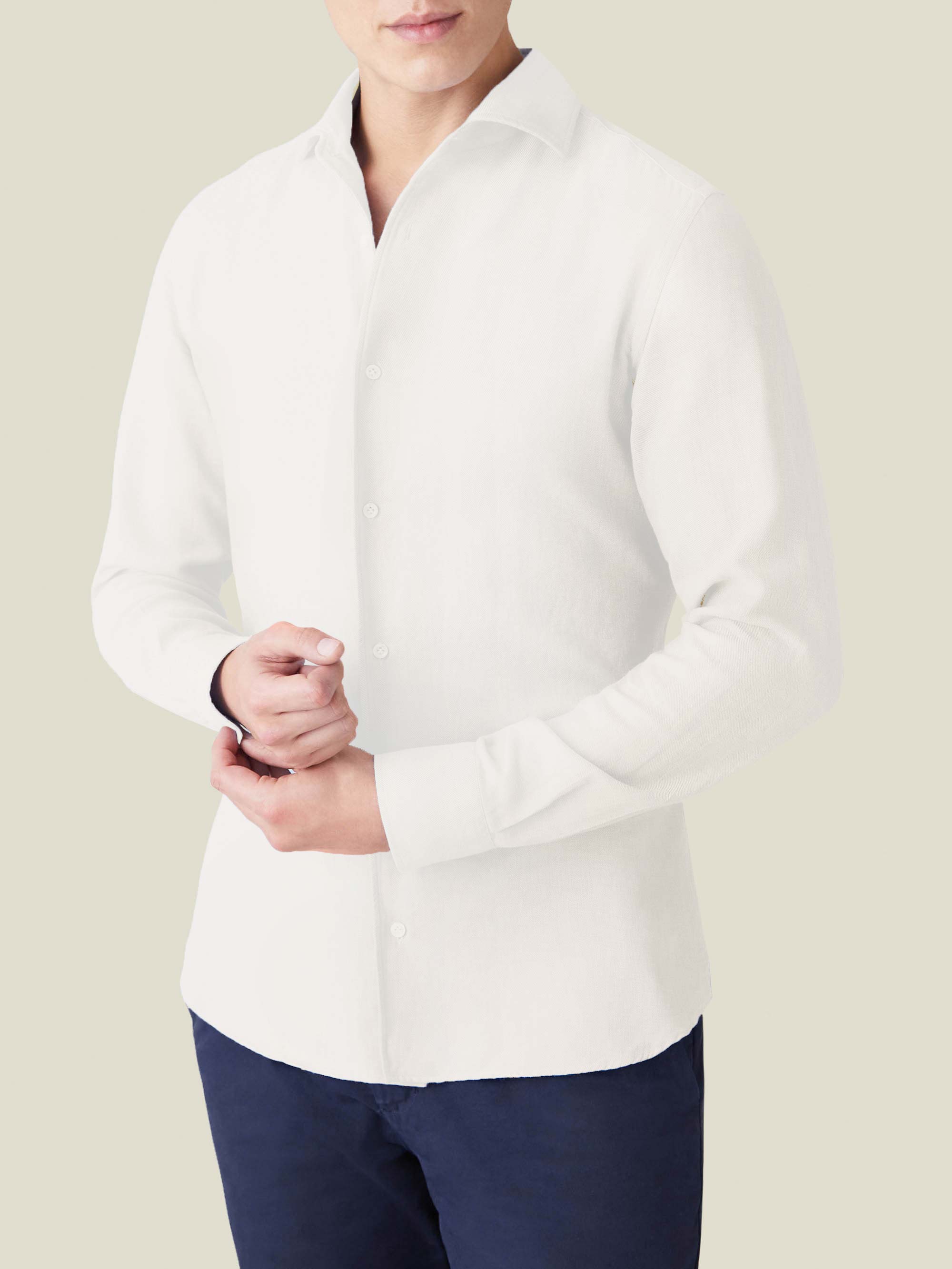Luca Faloni - Men's White Cashmere-Cotton Shirt - Made in Italy product