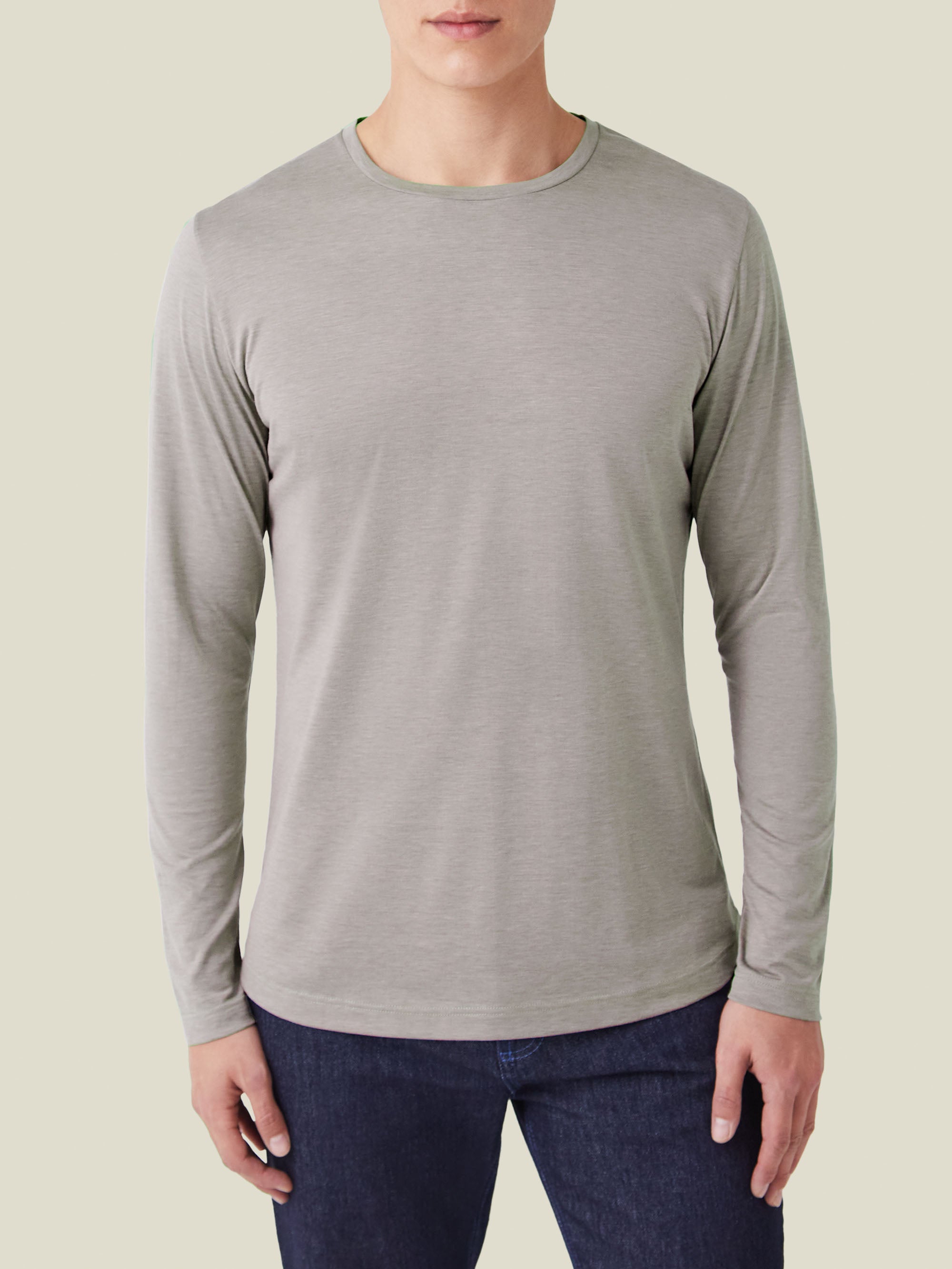 Nocciola Brown Long-Sleeved Silk-Cotton T-Shirt product