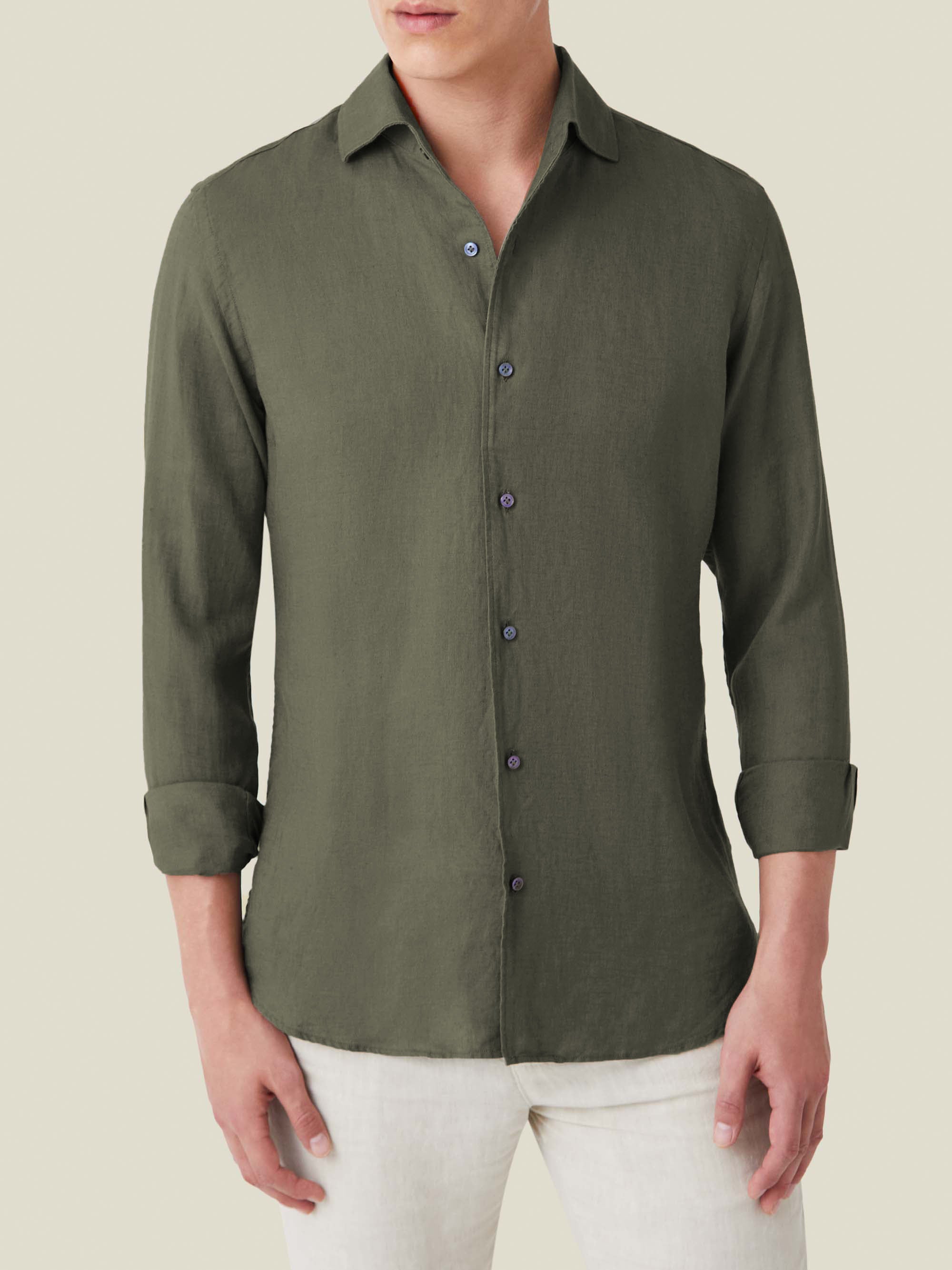 Khaki Green Portofino Linen Shirt product