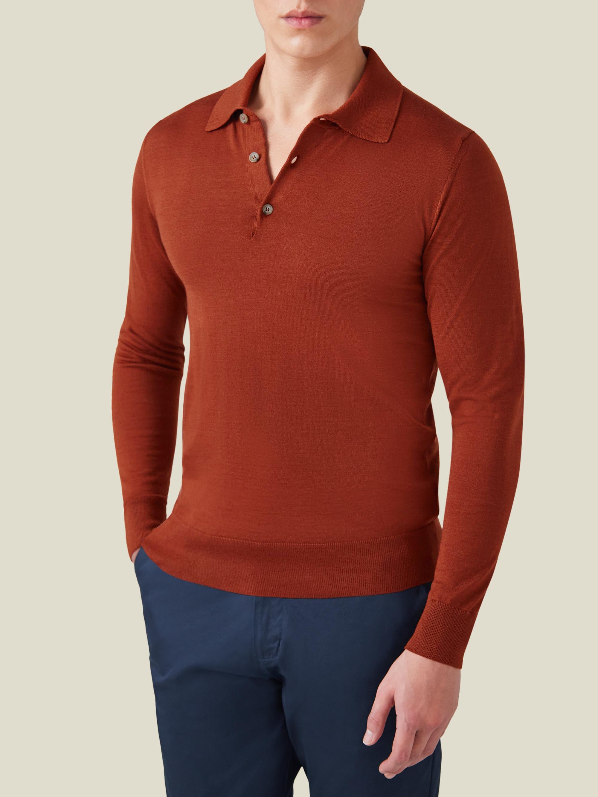 Rust Fine Silk-Cashmere Polo product