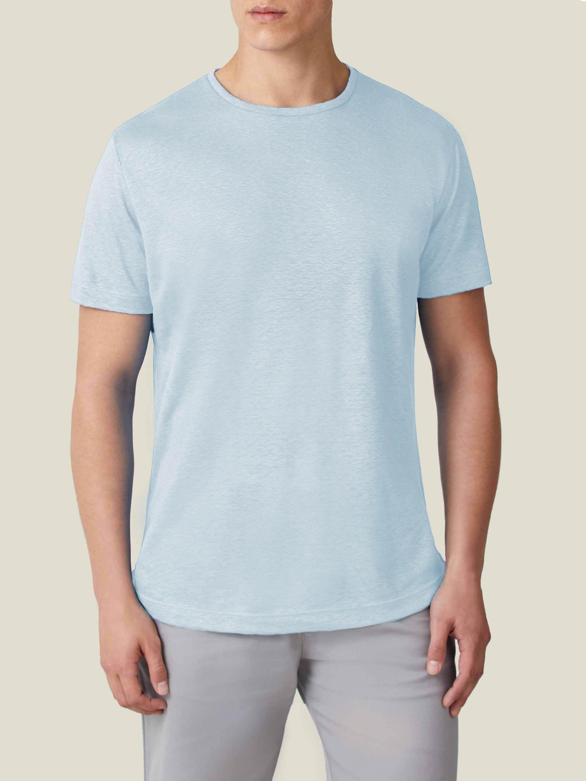 Light Blue Linen Jersey T-Shirt