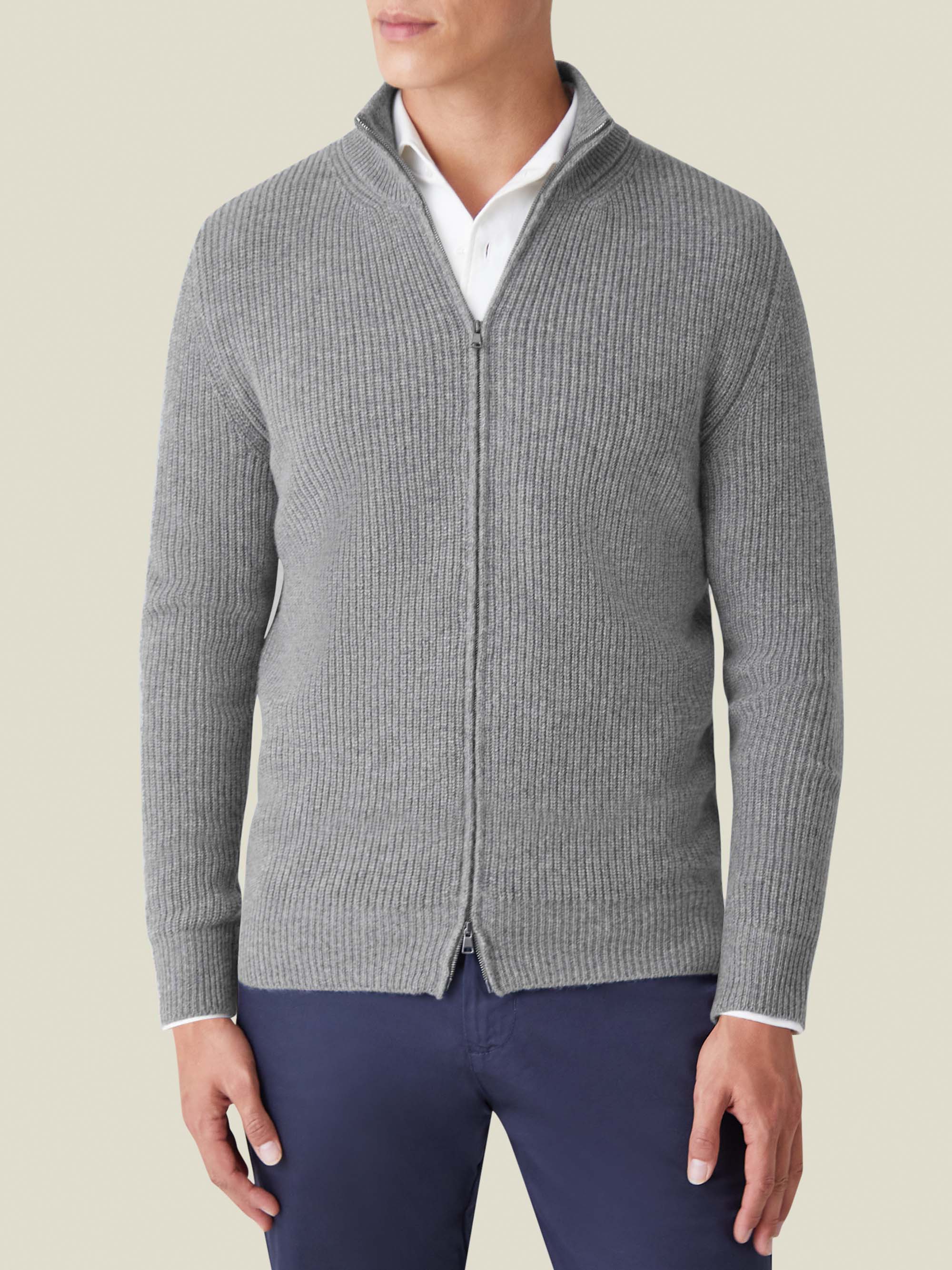 Dolomiti Grey Chunky Knit Cashmere Zip Cardigan product