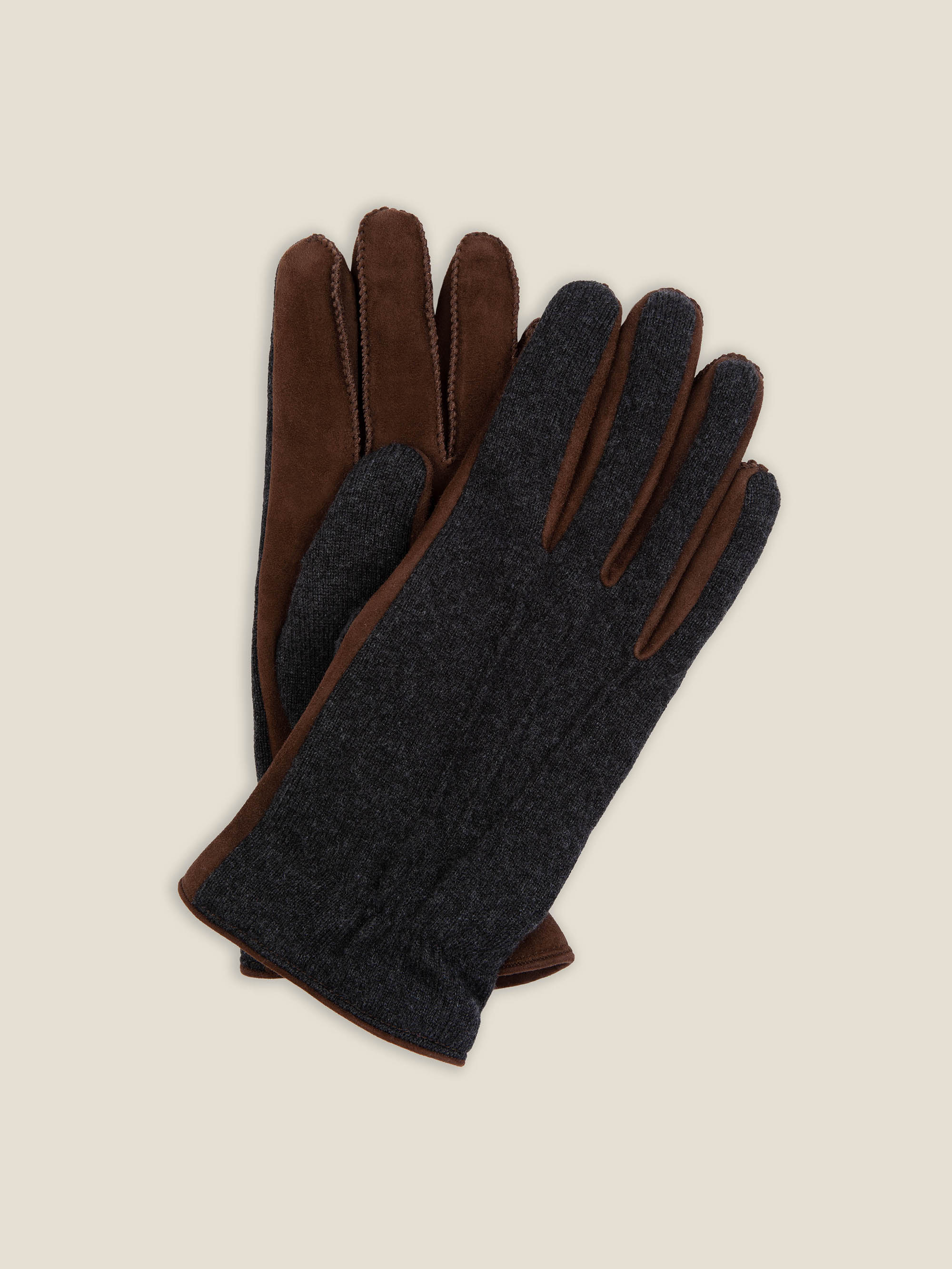 luca faloni us - Brown and Charcoal Grey Cashmere and Suede Gloves ...