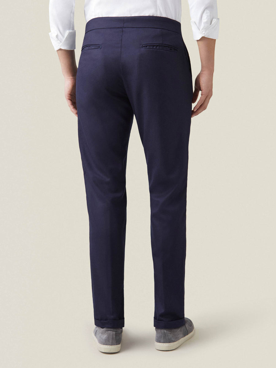 Midnight Blue Wool Pleated Trousers | LUCA FALONI