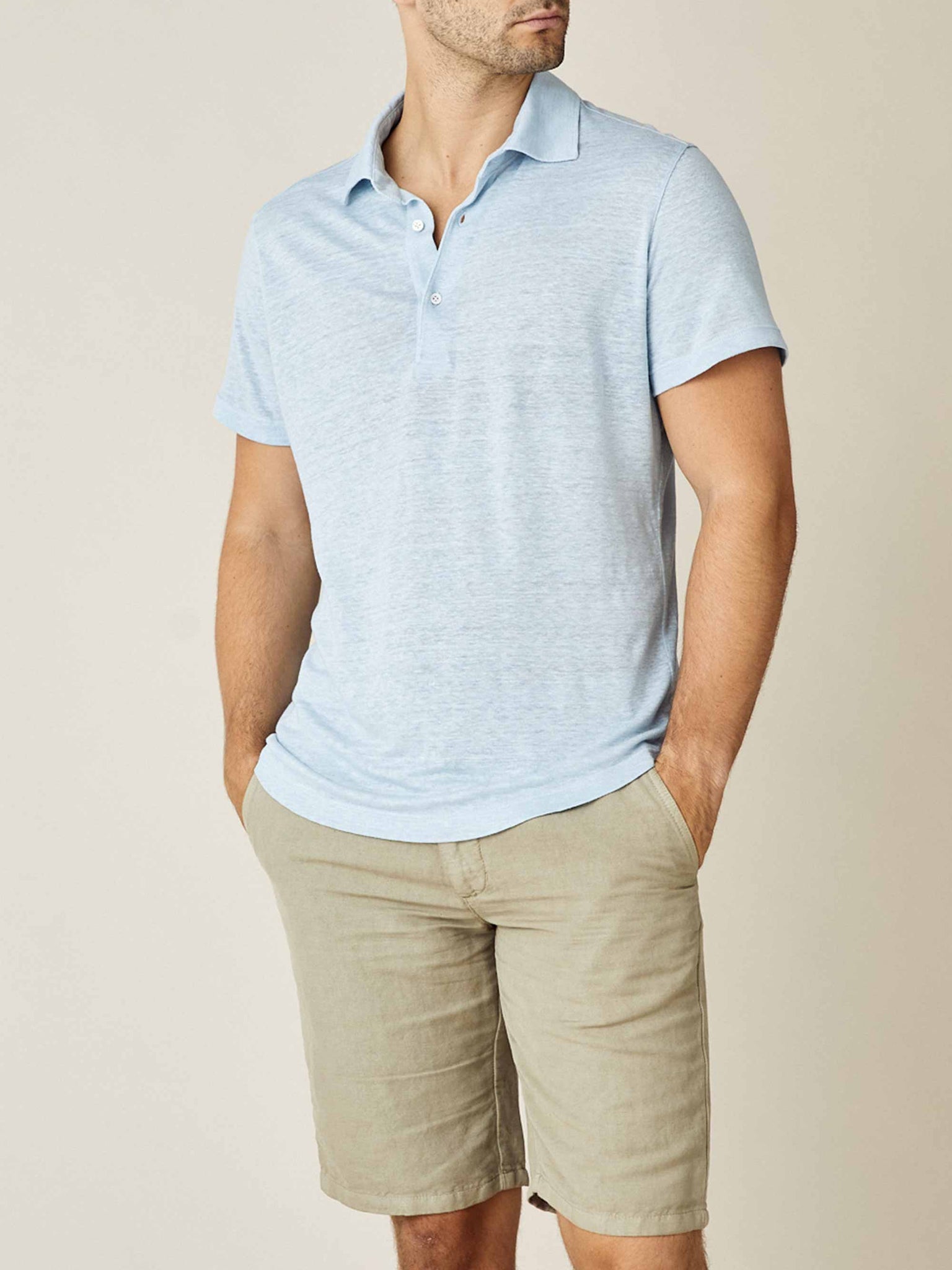 Light Blue Elba Linen Jersey Polo | LUCA FALONI