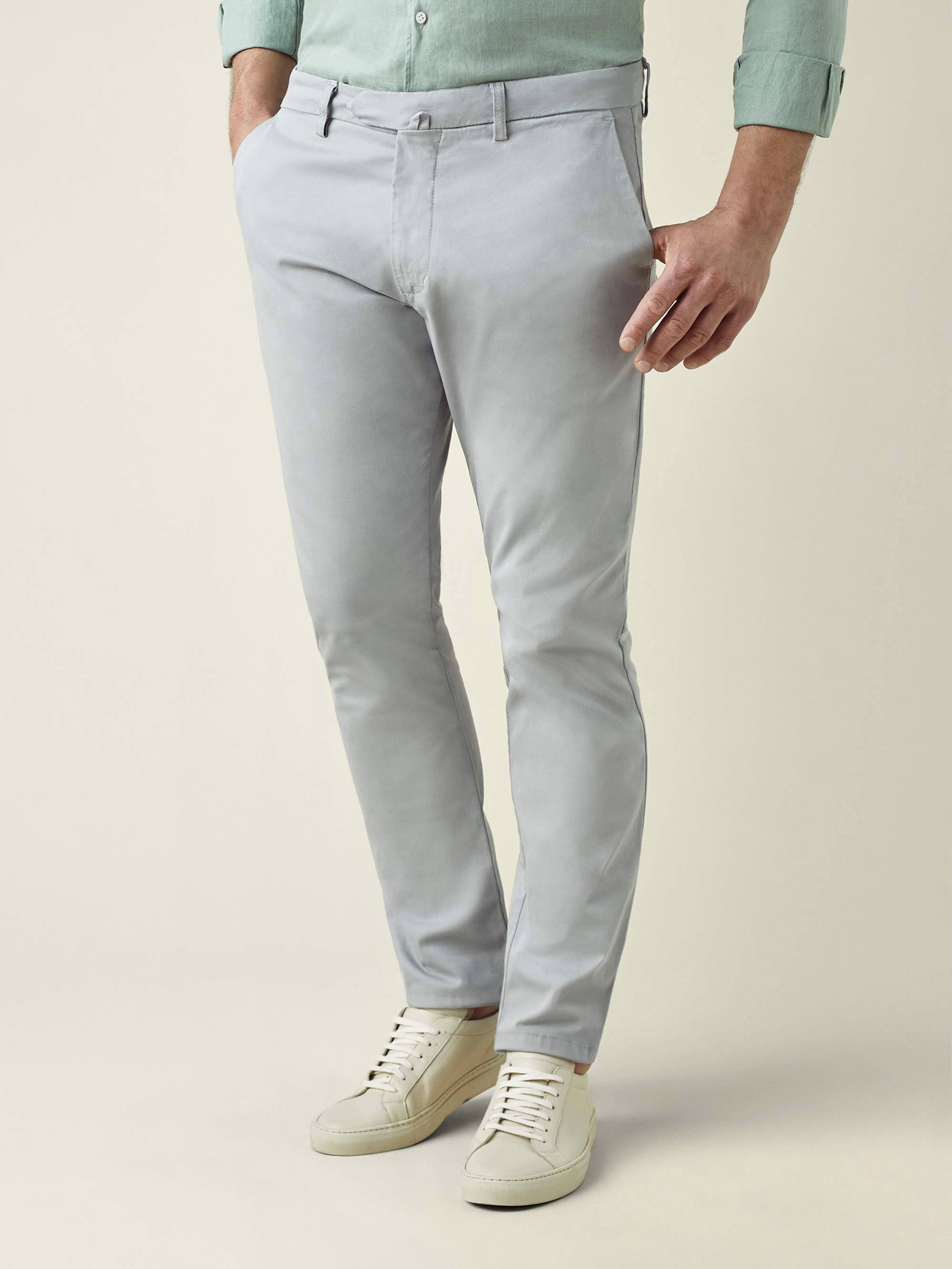 Light Grey Lightweight Cotton Chinos | LUCA FALONI