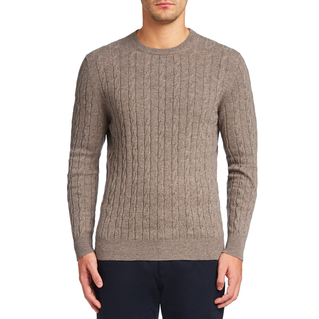 Nocciola Brown Pure Cashmere Cable Knit Sweater – Luca Faloni