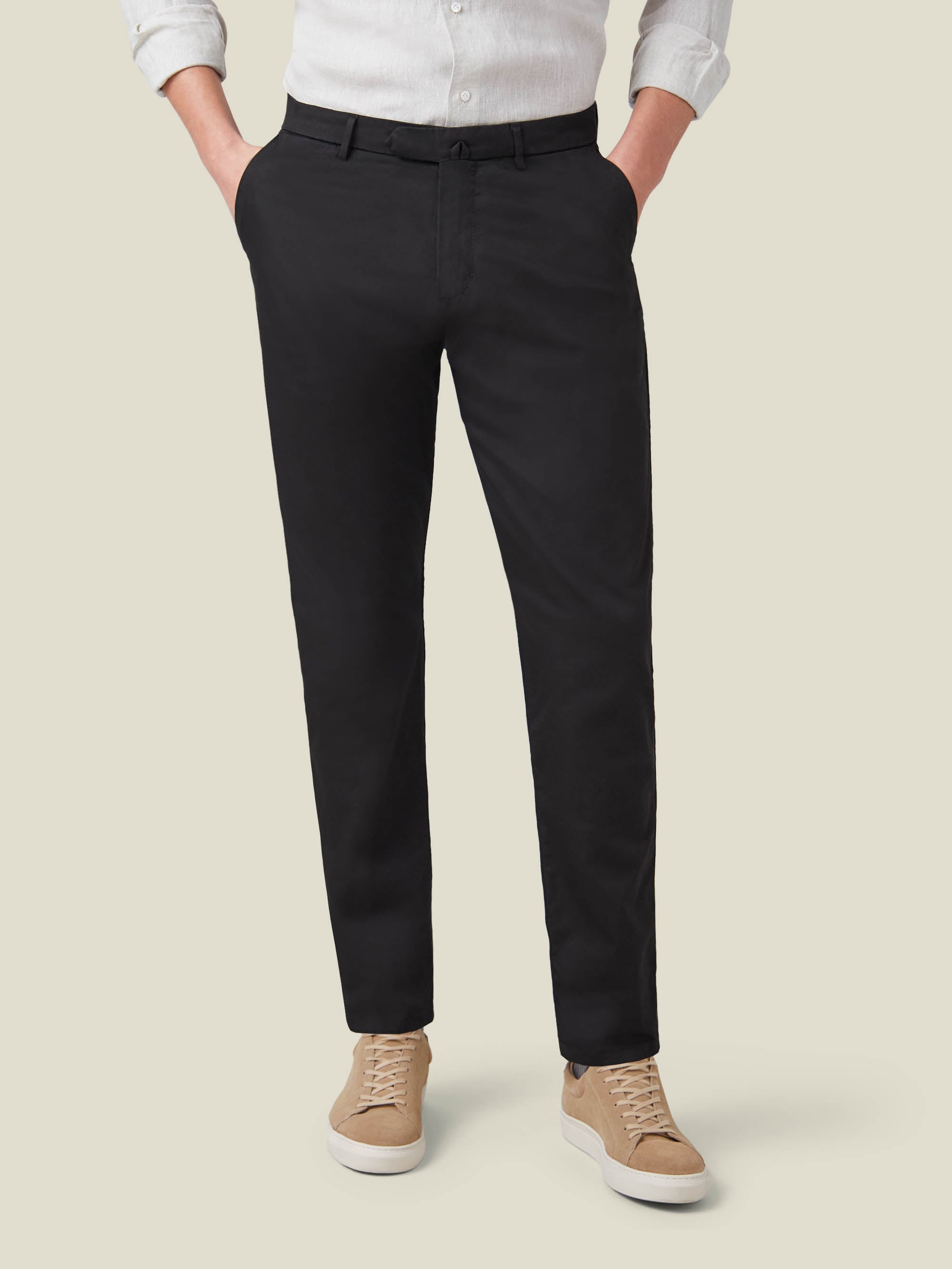 Black Lightweight Cotton Chinos