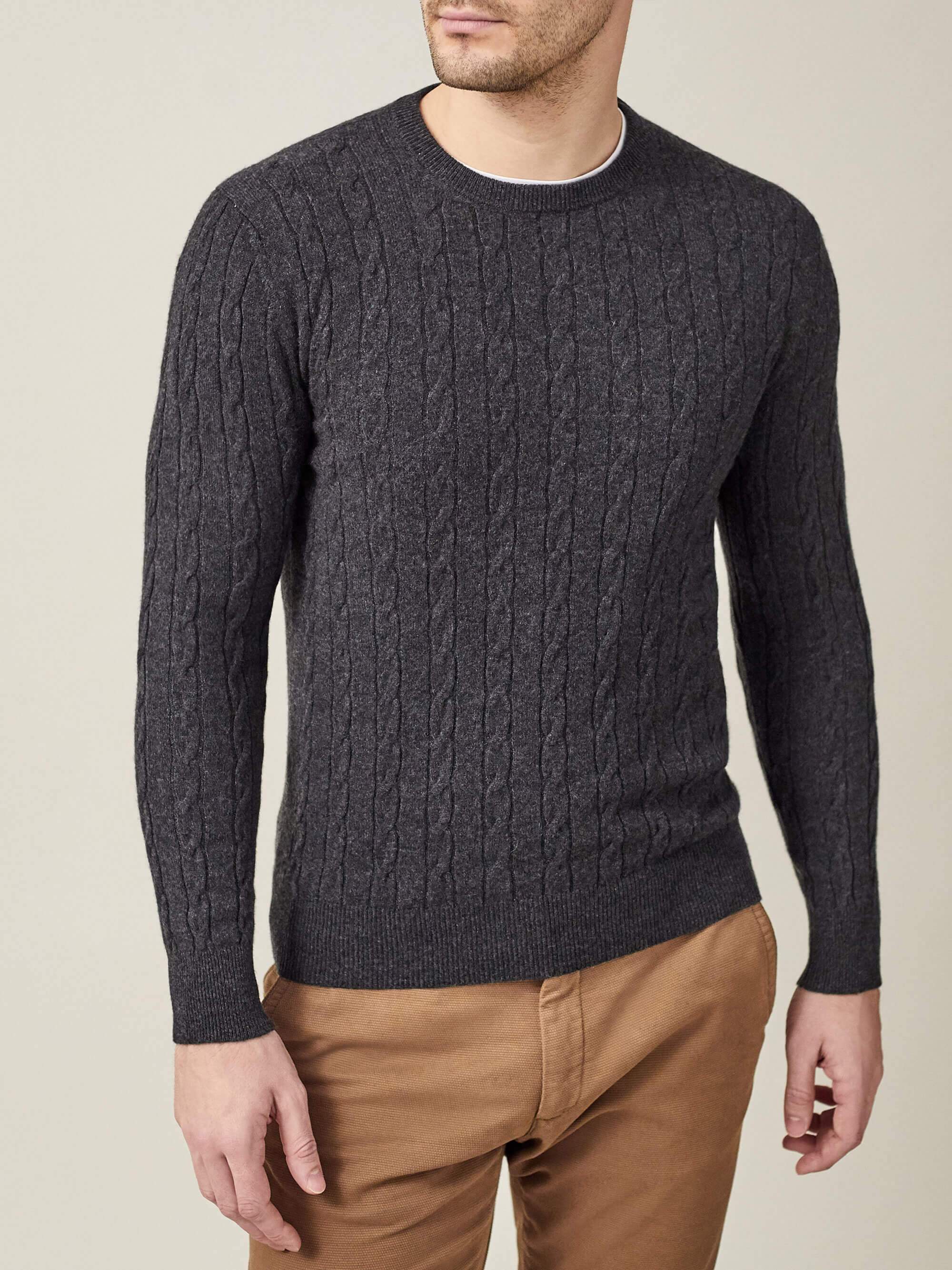 Charcoal Grey Pure Cashmere Cable Knit