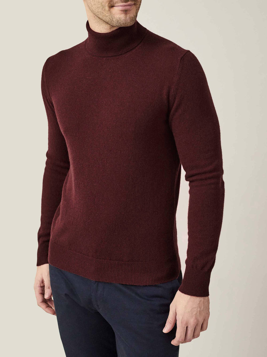 Lava Red Pure Cashmere Roll Neck | LUCA FALONI