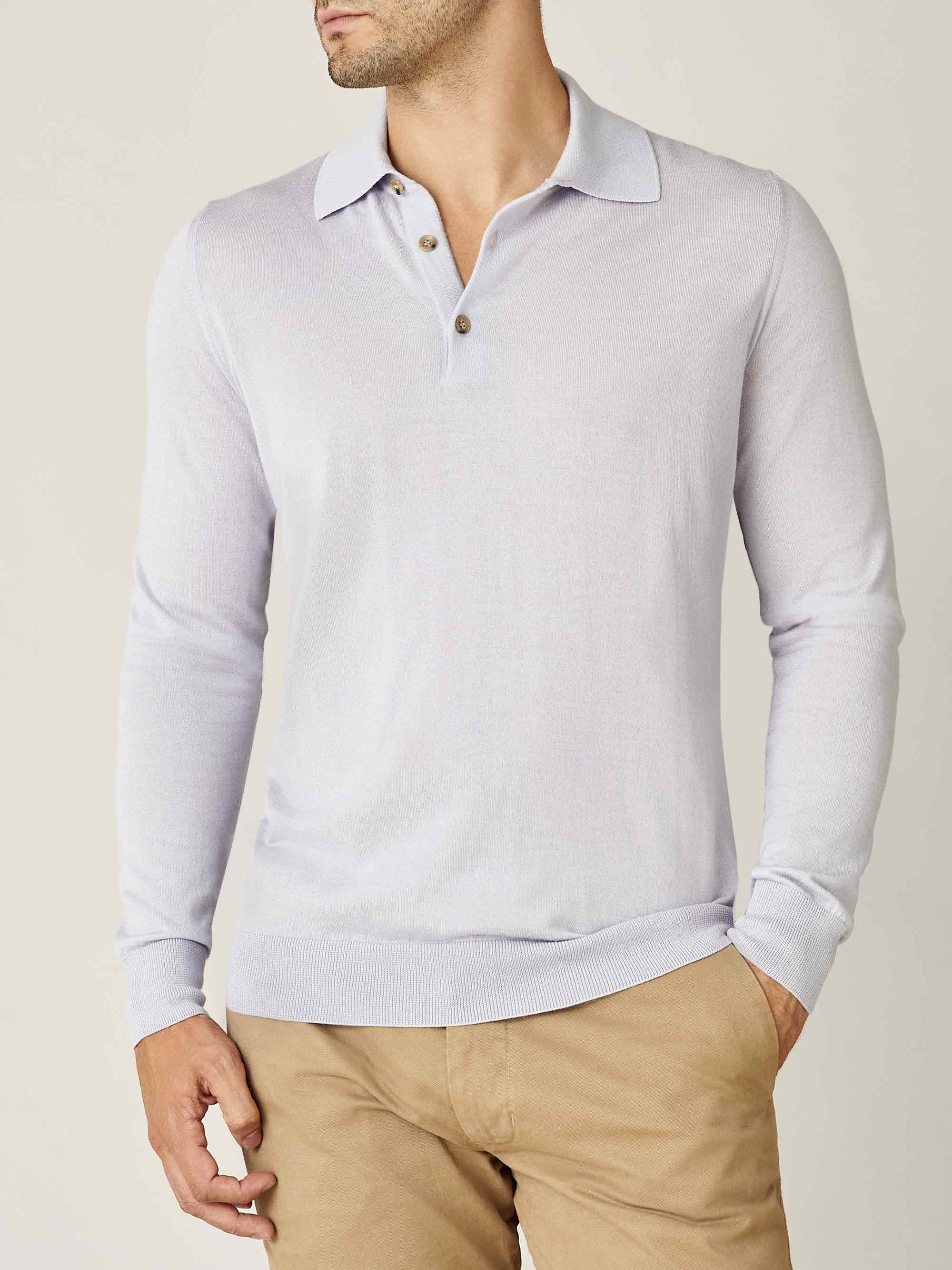 Ice Grey Fine Silk-Cashmere Polo product