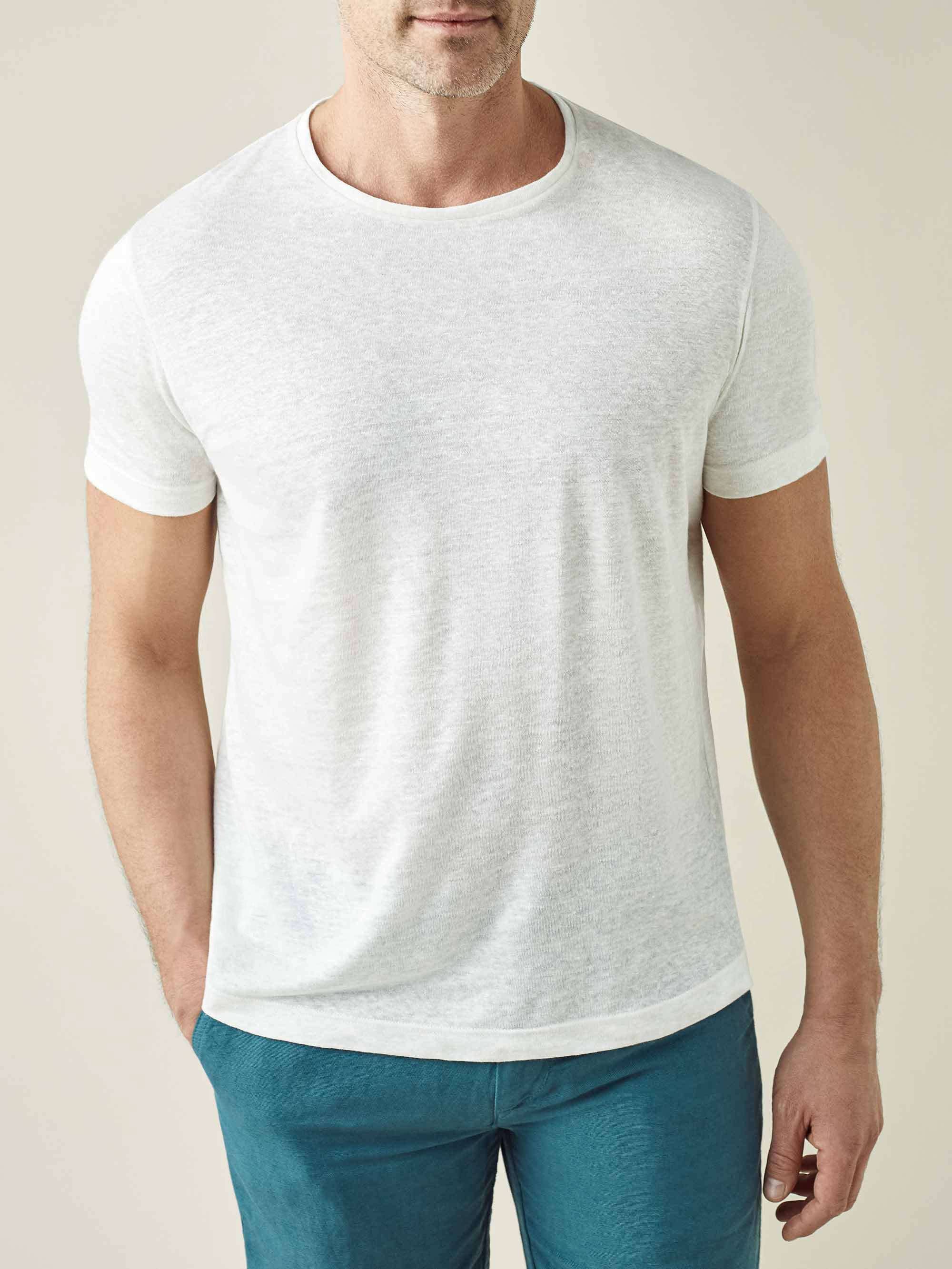 Luca Faloni Cream Linen Jersey T-shirt In White