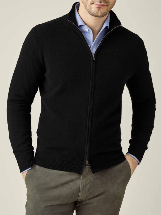 Men's Cashmere Full Zip Cardigan: Versatile Staple | Luca Faloni