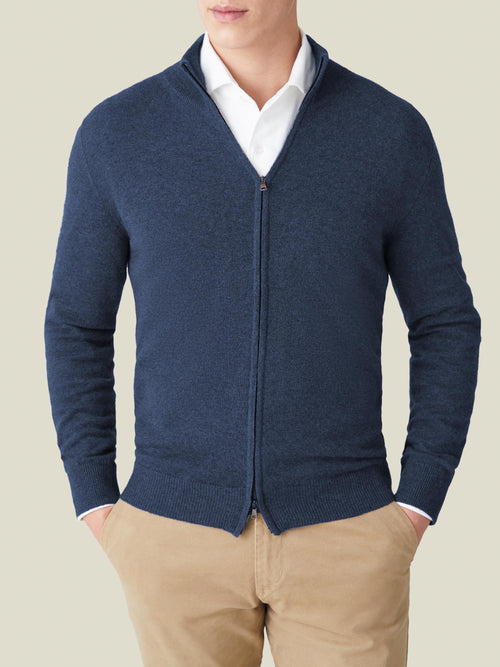 Men's Cashmere Full Zip Cardigan: Versatile Staple | Luca Faloni