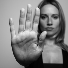 woman stop with hand