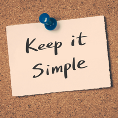 Sticky note says "keep it simple"