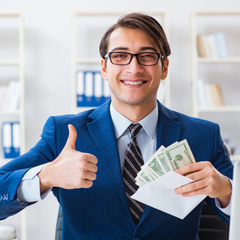 office worker holding money