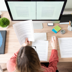 woman typing on computer