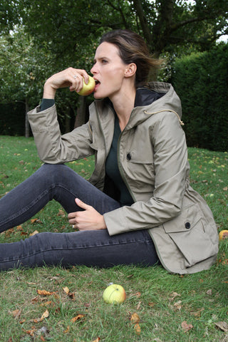 Francesca Cumani in the Wax Parka in Khaki