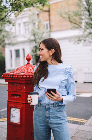 Natalie Salmon in the Pinafore Shirt in Blue