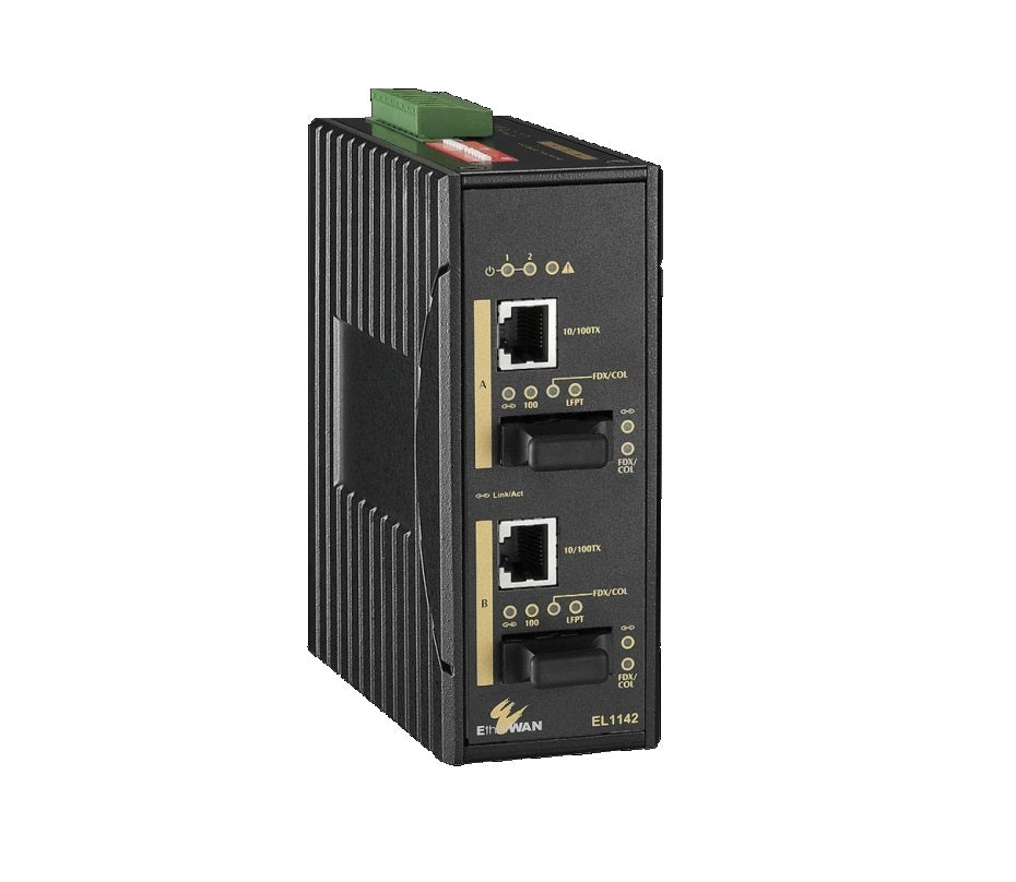 EtherWAN EL1142-10B 4-Ports 2x10/100-TX to 2x100-FX Multi-Mode Media Converter