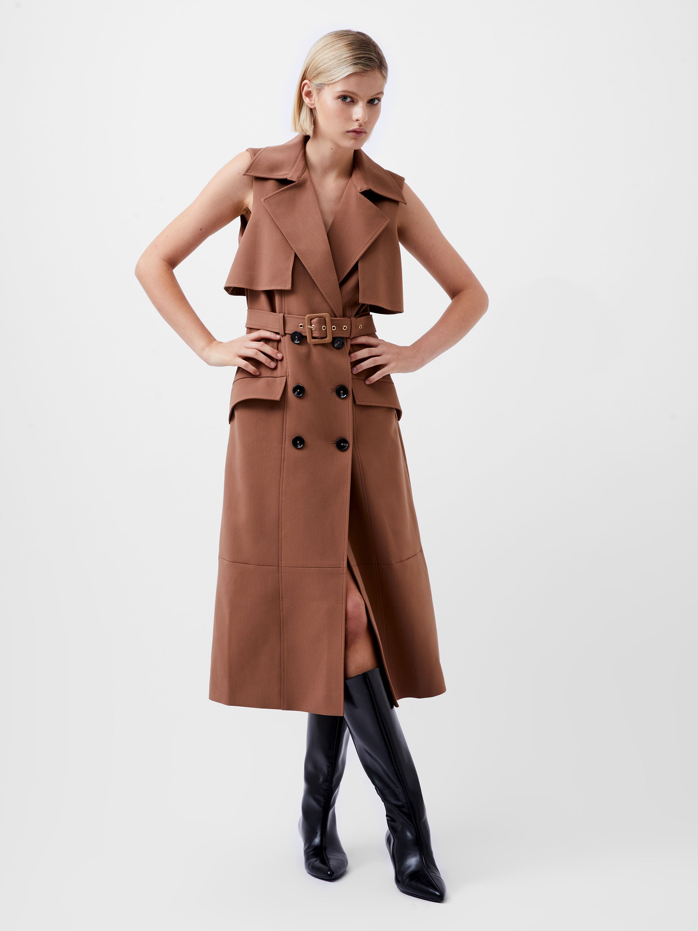 Azra Twill Sleeveless Trench Dress - French Connection US product image