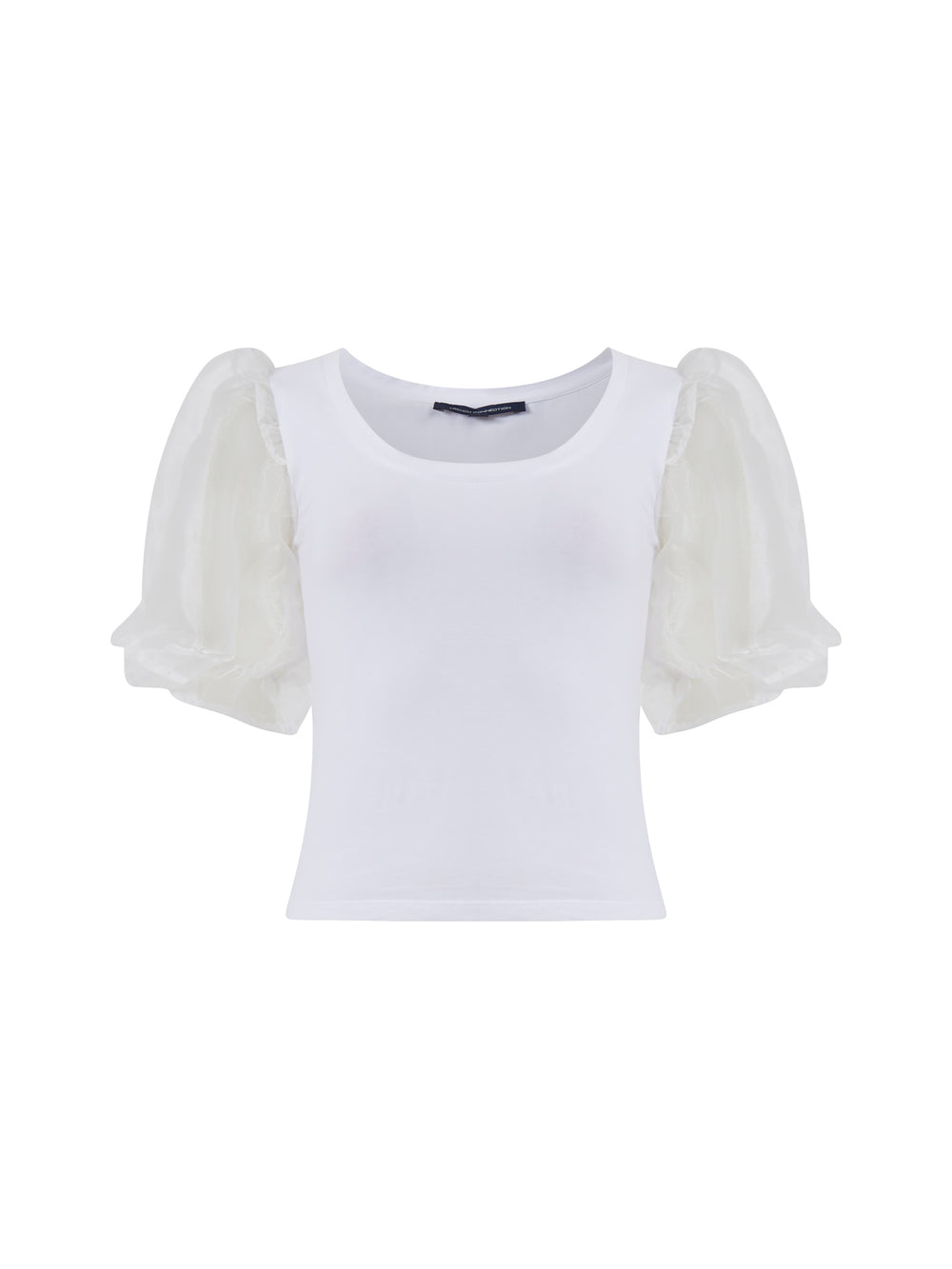 Rosana Cotton Mix Organza Puff Sleeve Top Linen White | French ...