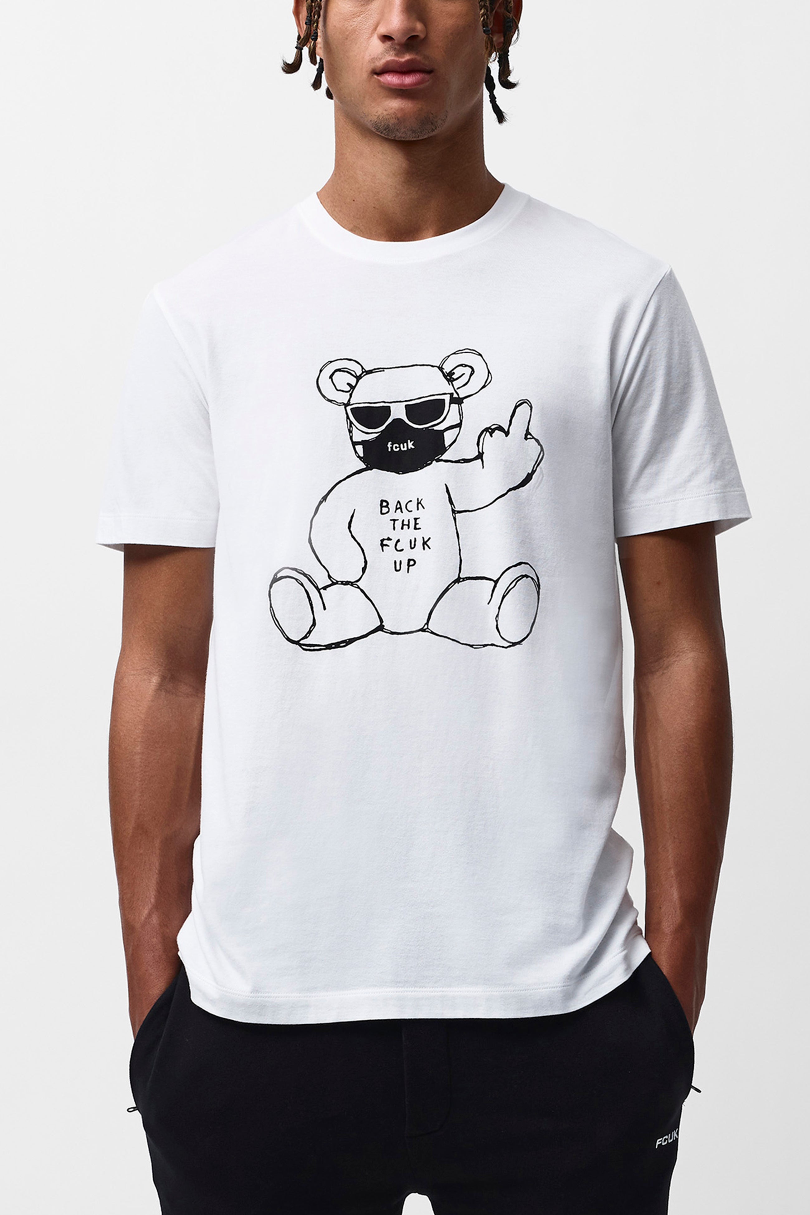 menigte Huiswerk maken fout FCUK Rude Bear T-Shirt White/Black | French Connection US
