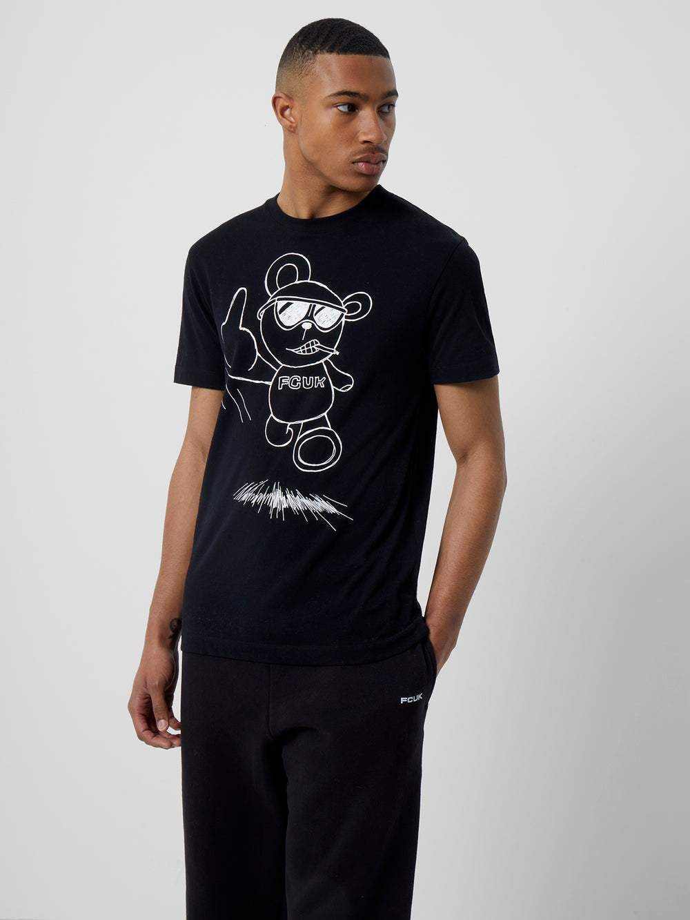 FCUK Running Rude Bear T-Shirt Black Onyx | French Connection US