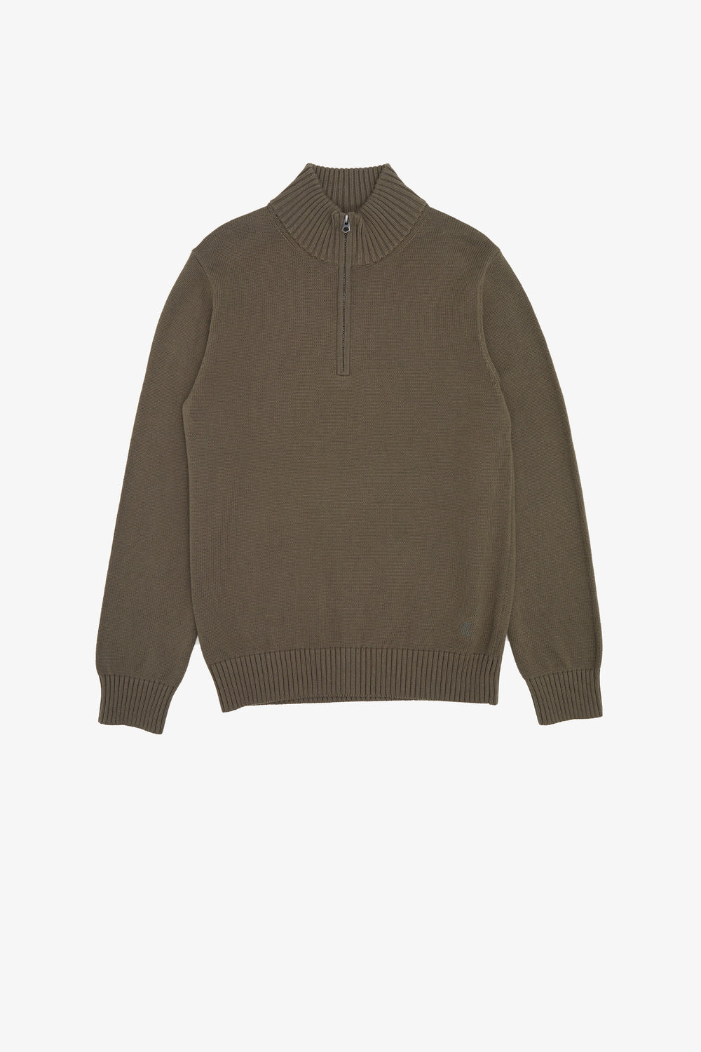 Mozart Half Zip Jumper Tarmac Khaki | French Connection US