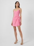 V-neck Straight Neck Short Hidden Back Zipper Dress With a Bow(s)