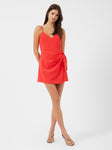 V-neck Straight Neck Short Hidden Back Zipper Dress With a Bow(s)