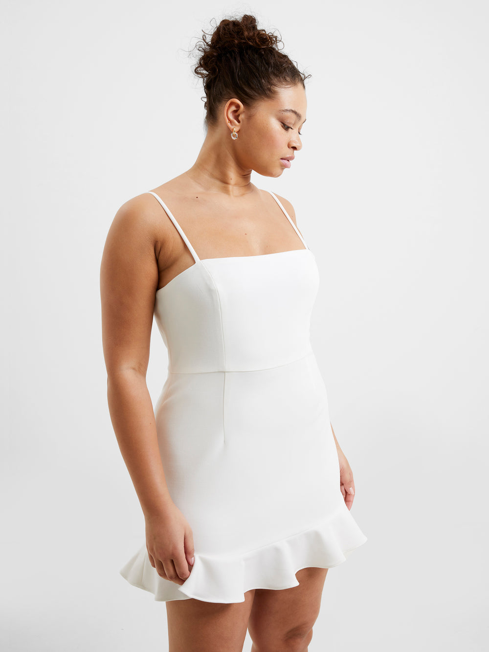 White Ruffle Hem Mini Dress - Longhorn Fashions