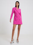 V-neck Collared Long Sleeves Short Pocketed Jacket Dress